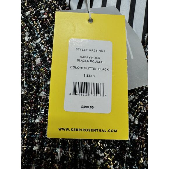Kerri Rosenthal NWT Happy Hour Boucle Blazer Size Small in Black/Multi Tweed - Picture 4 of 9